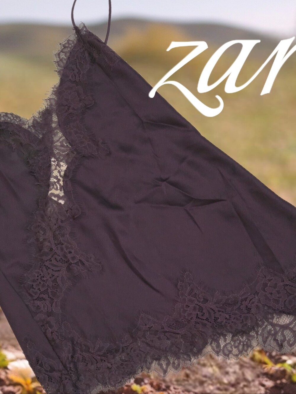 Zara chocolate brown lace cami top Women size XS